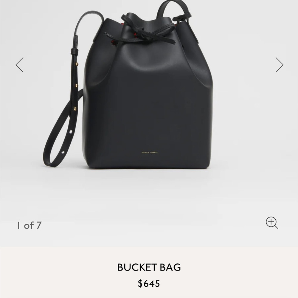 Mansur Gavriel Black Leather Bucket Shoulder Bag with Pouch - Picture 7 of 10